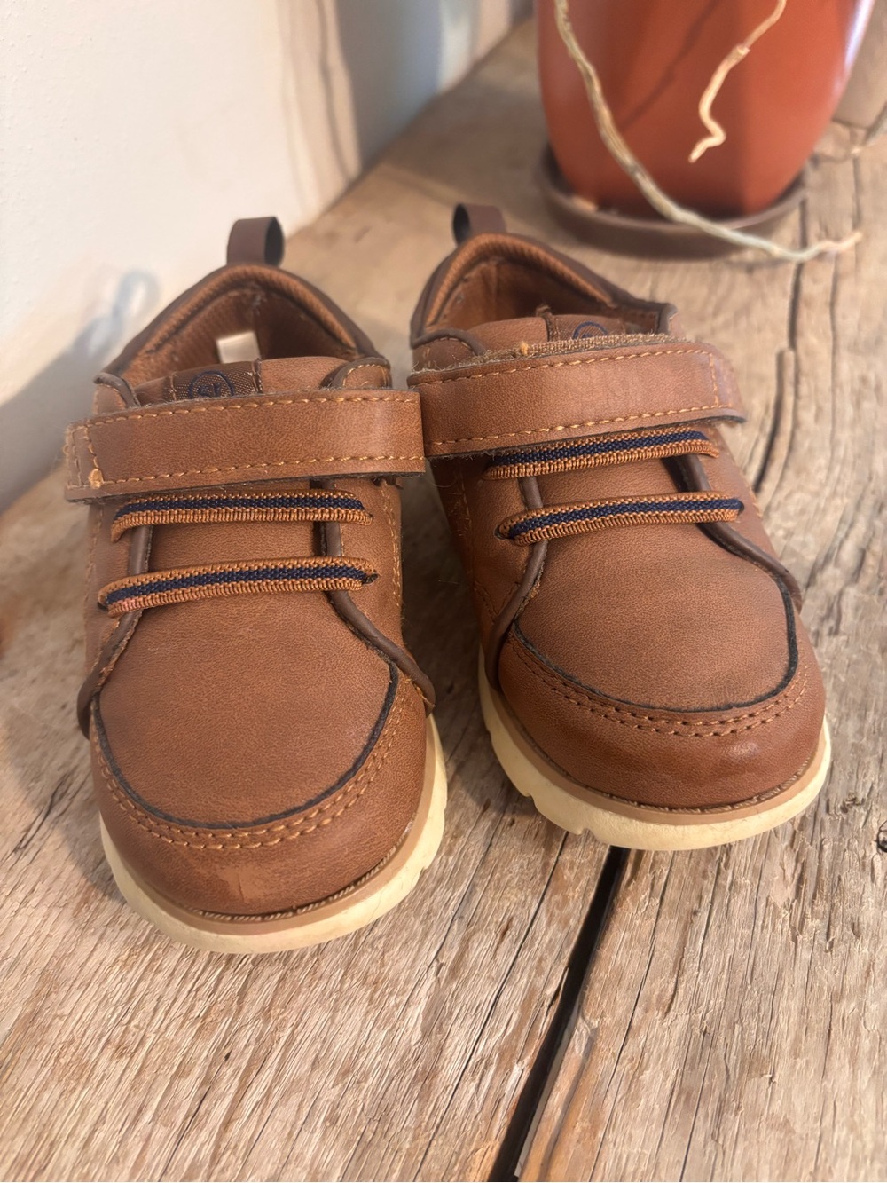 Stride Rite Brown Leather-Look Hook & Loop Casual Sneakers
